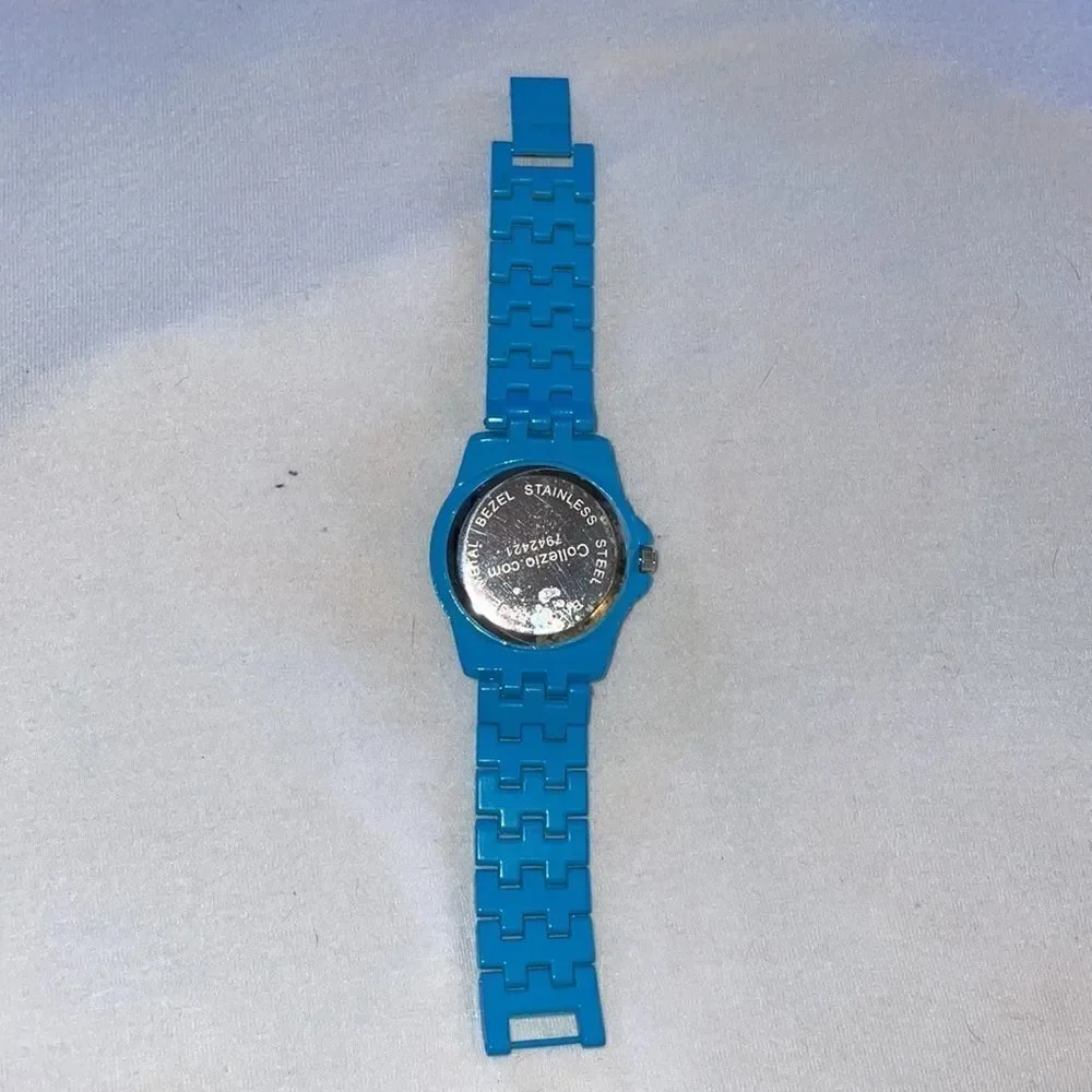 Ladies Sophie Rhinestone Wrist Watch Blue Chain Metal Band Fits Small Wrists